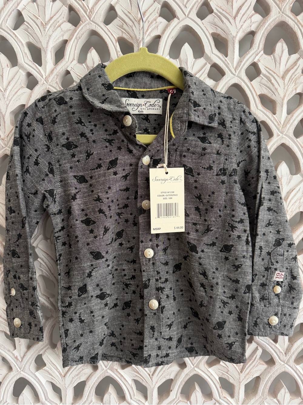NWT Sovereign Code Kids Outerspace Button Down Shirt Size 18M